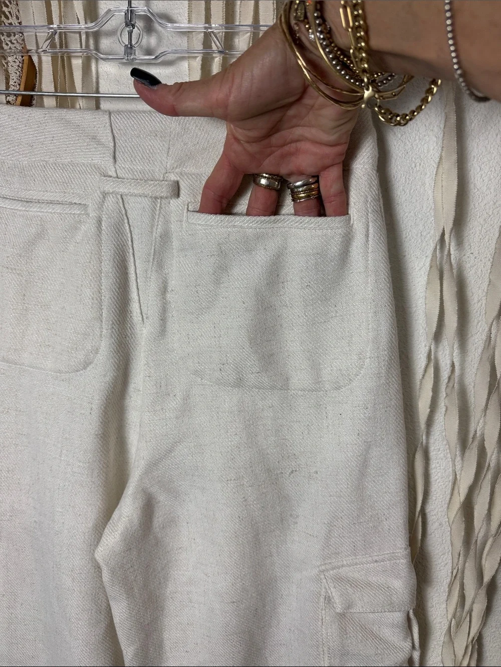Torn by Ronny Kobo Bernee Wide Leg Cargo Trouser in Stone Size XS